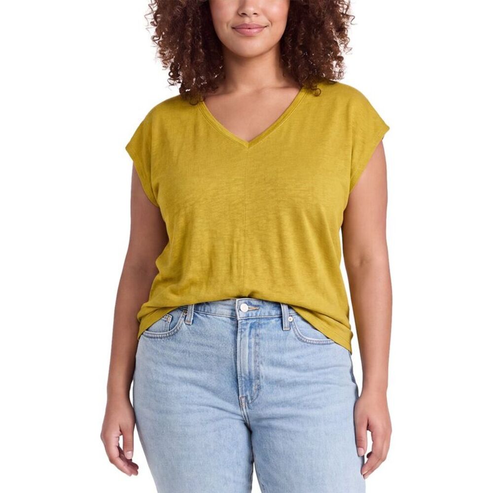Eileen Fisher Womens V Neck Square Linen T-Shirt